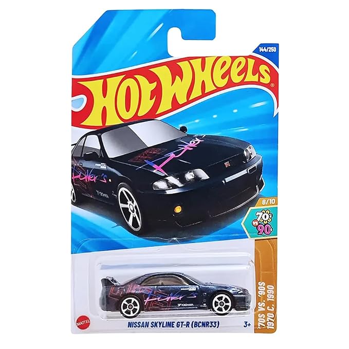 Mattel Hot Wheels Nissan Skyline GT-R (BCNR33) [Black], '70s VS. '90s 8/10, 144/250