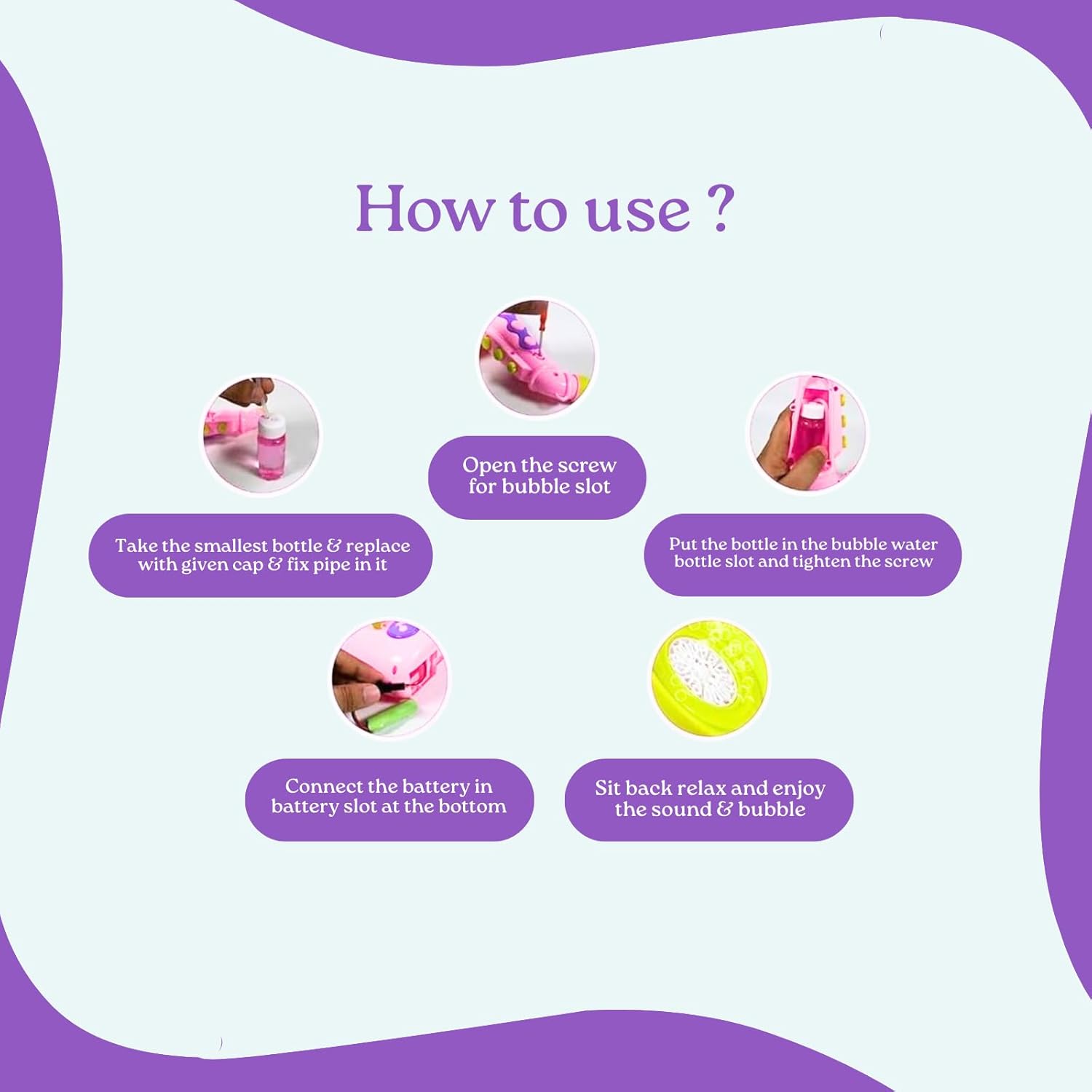 Bubble Maker Machine with LED Light and Bubble Solution | Automatic Bubble Gun Produces 5000+ Bubbles Per Minute | Fun Outdoor Bubble Toy for Kids, Parties, Birthdays & Events pink