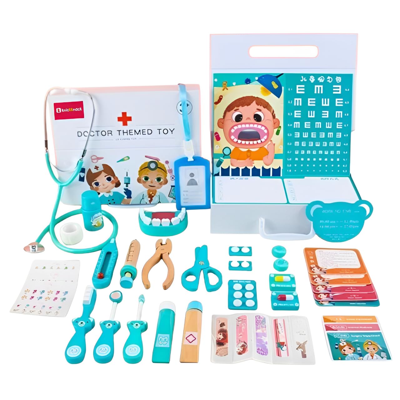 Wooden Doctor Kit Silicone Medical Playset for Toddlers