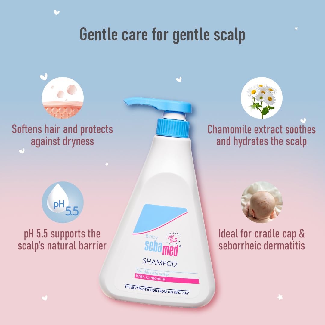 Sebamed Baby Shampoo 500Ml Camomile|Natural Moisturisers|No Tears Formula|For Delicate Scalp