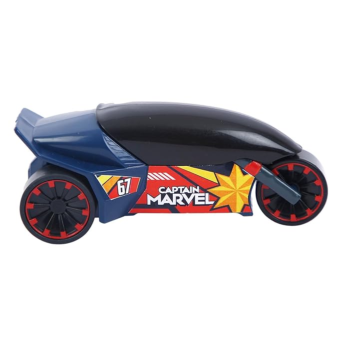 SKOODLE Marvel Pull-Back Rider Bike for Kids - Captain Marvel Motorcycles, Marvel Inspired Toy Bikes with Sturdy and Long-Lasting Construction, Enhances Motor Skills & Fun Vehicle Toy for Gift - Blue