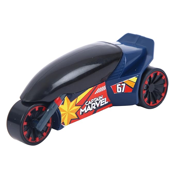 SKOODLE Marvel Pull-Back Rider Bike for Kids - Captain Marvel Motorcycles, Marvel Inspired Toy Bikes with Sturdy and Long-Lasting Construction, Enhances Motor Skills & Fun Vehicle Toy for Gift - Blue