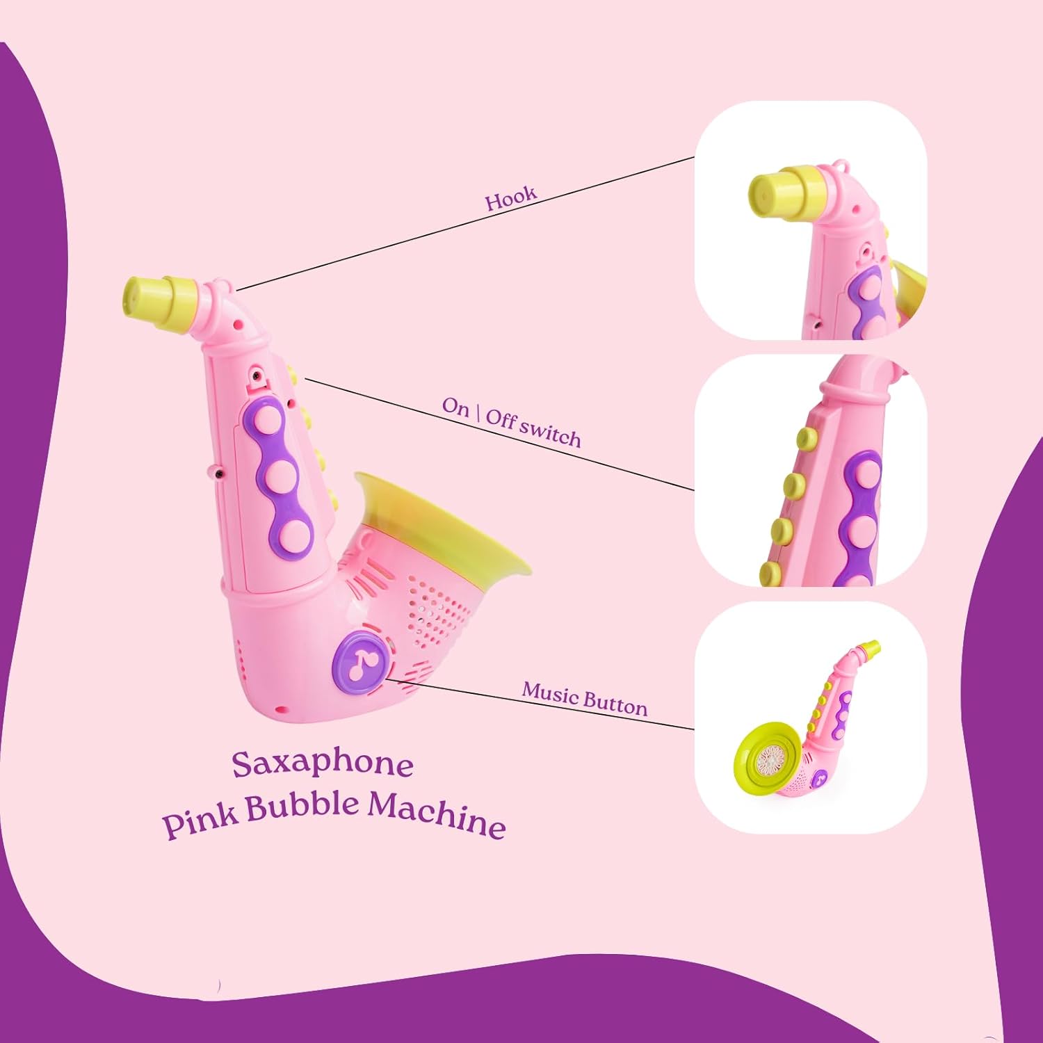 Bubble Maker Machine with LED Light and Bubble Solution | Automatic Bubble Gun Produces 5000+ Bubbles Per Minute | Fun Outdoor Bubble Toy for Kids, Parties, Birthdays & Events pink