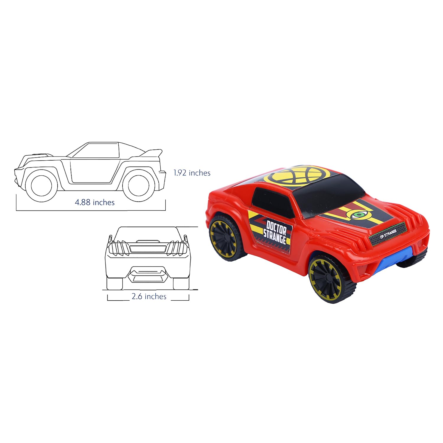 SKOODLE Marvel Dr. Strange Edition - Pull-Back Hyper Car for Kids, Marvel Inspired Toy Cars with Sturdy and Long-Lasting Construction, Enhances Motor Skills and Fun Vehicle Toy for Gifting - Red