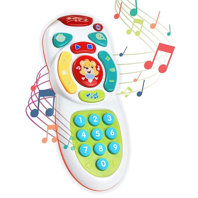 PLUSPOINT Baby Musical Remote Control Shape Toy Smart Toys Learning Remote with Light Music for Baby Musical Educational Toys for One Year Old Infants Toddlers Kids, Multicolor