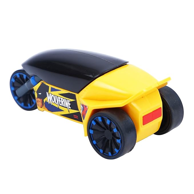 SKOODLE Marvel Pull-Back Rider Bike for Kids - Wolverine Edition Motorcycles, Marvel Inspired Toy Bikes, Sturdy & Durable Toys, Enhances Motor Skills and Fun Vehicle Toy for Gift - Yellow