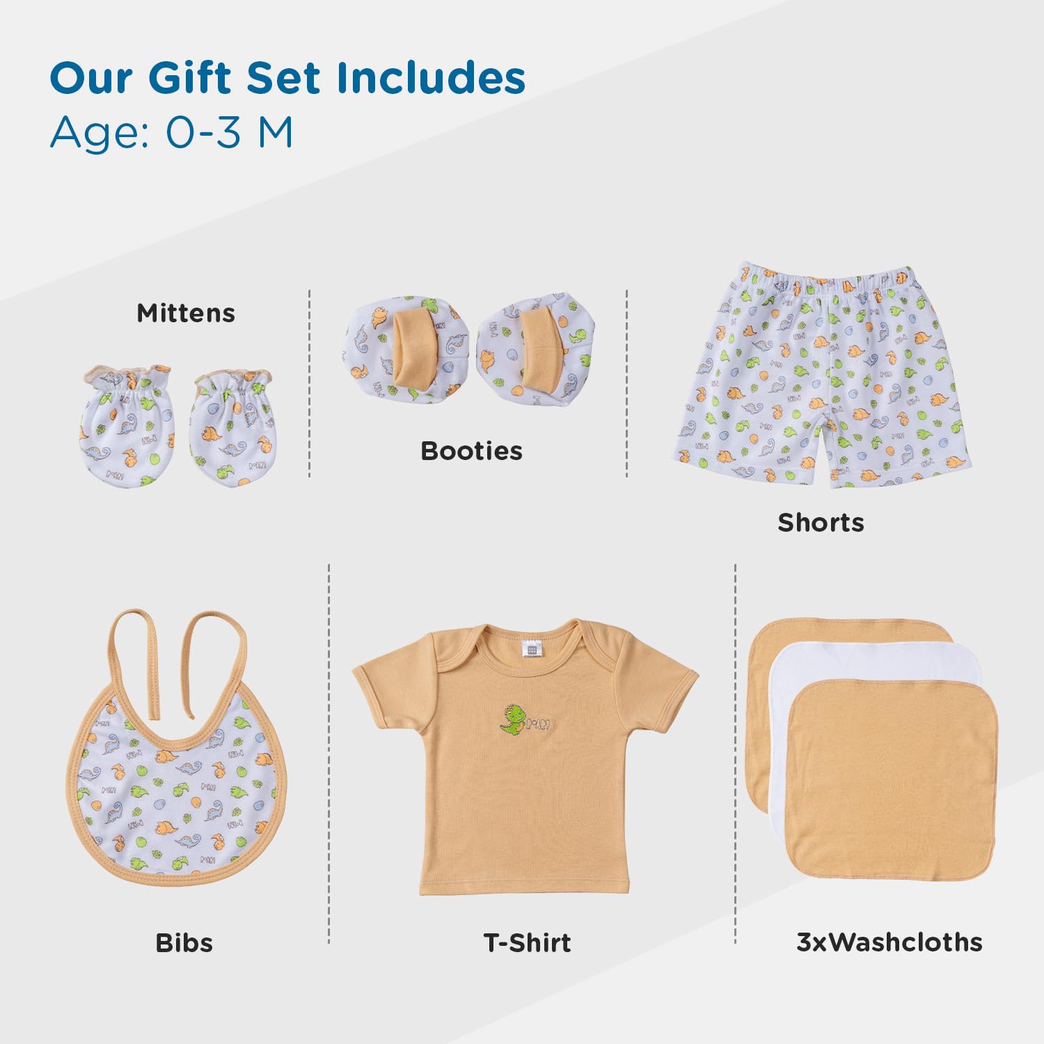 Mee Mee New Born Basket Baby Gift Set | Soft Cotton Clothing Essentials For Infants/Baby Girls, Boys | Baby Shower Clothing Hamper | 8 Pieces | (Square, Brown)