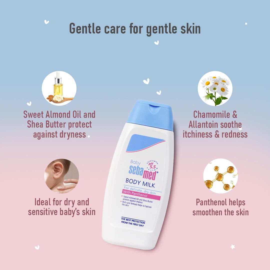 Sebamed Baby Body Milk Lotion|Ph 5.5|Ideal For Dry Skin|Daily Moisturisation|100 Ml