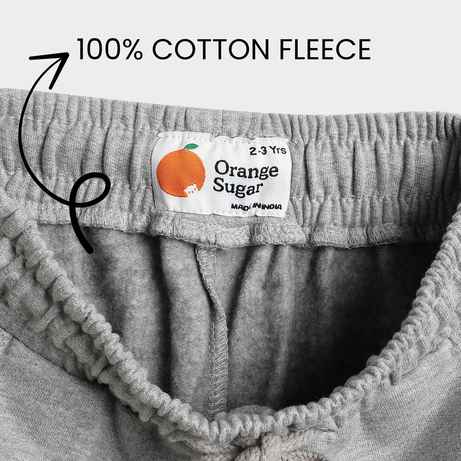 Grey Solid Cotton Interlock Joggers