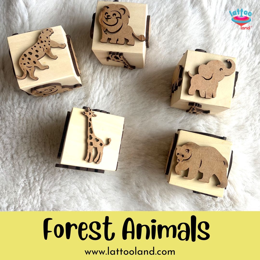Wooden Forest Animals Stamp Dice