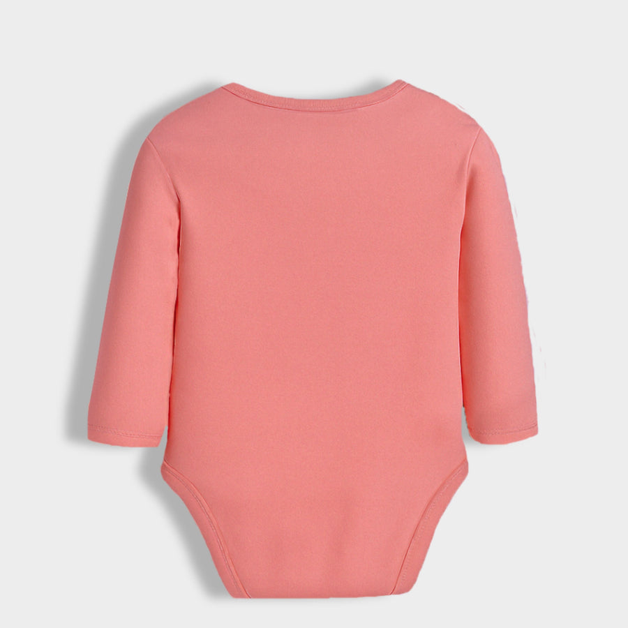 Orange Solid Cotton Full Sleeves Bodysuit