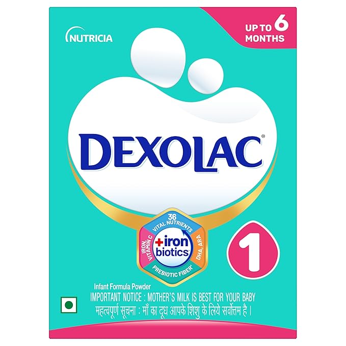 Dexolac Infant Formula Milk Powder For Babies - Stage 1 (Upto 6 Months) - With Fos And 36 Vital Nutrients - 400G - Bib Pack