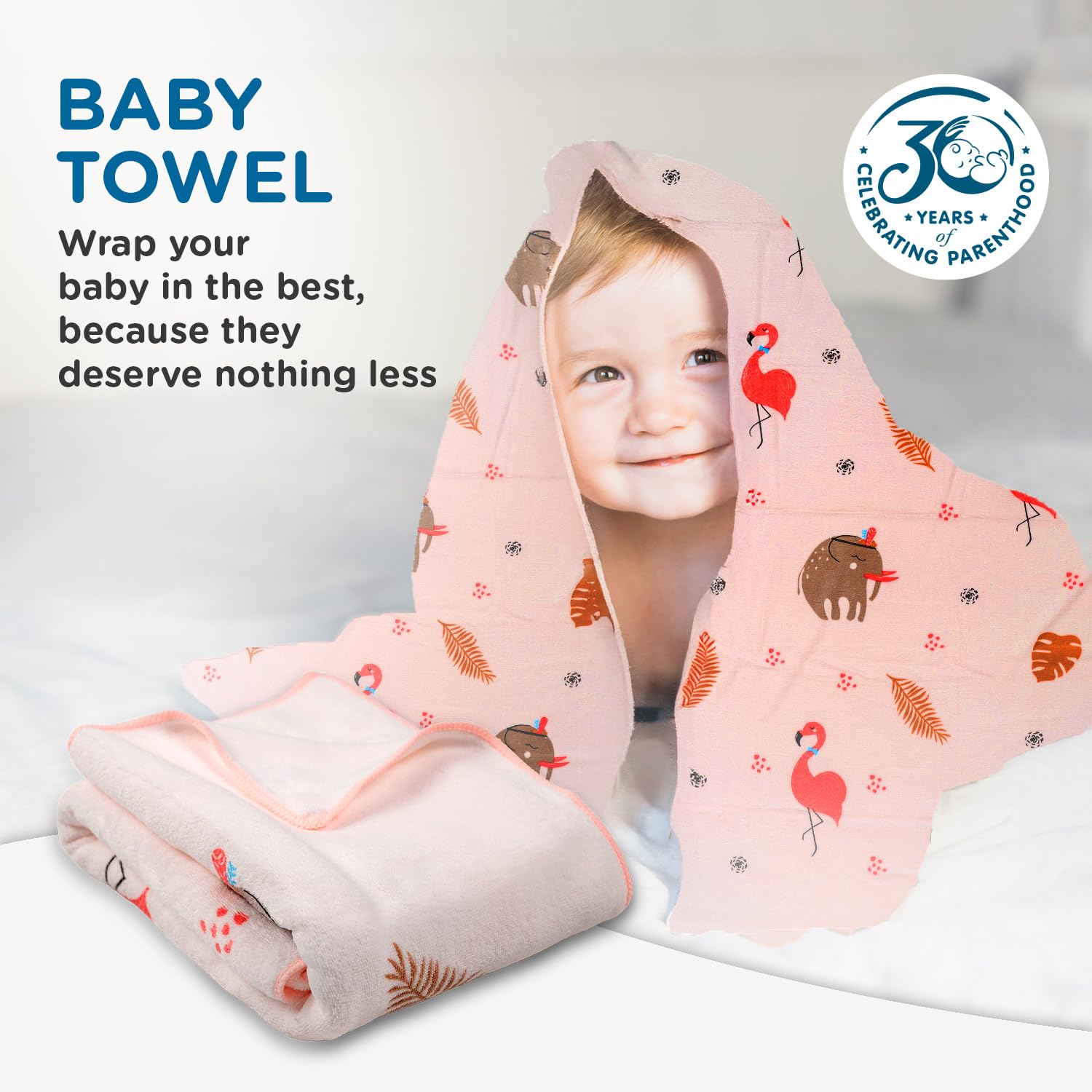 Mee Mee Micro Fiber Baby Bath Towel for New Born | Wash Cloth, Quick Absorbent, Extra Soft Cotton Towels for Kids/Toddlers/Infants/Babies, Pack of 1, Pink