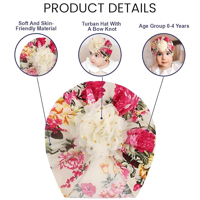 Kid's Cotton Beanie Cap With Big Bow