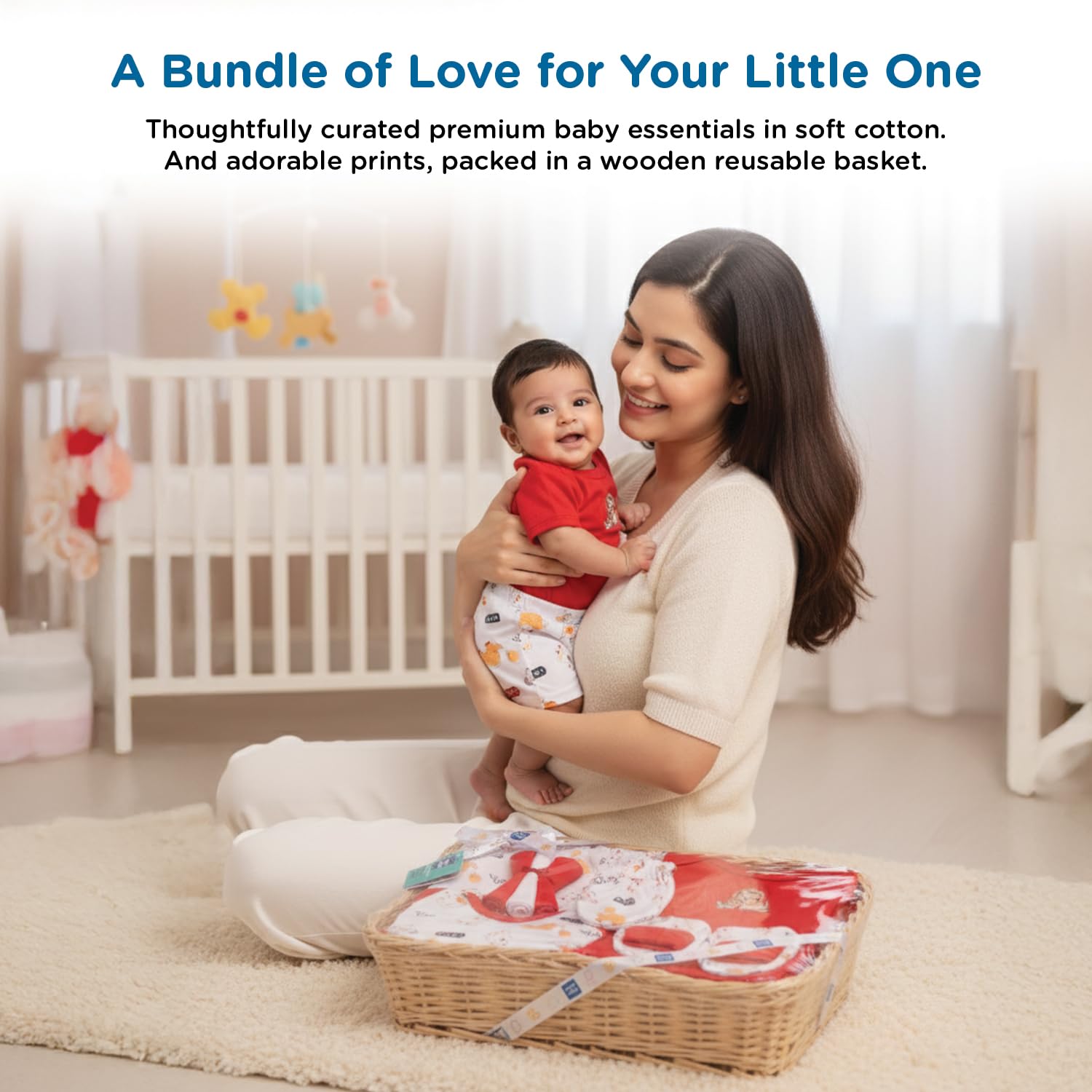 Mee Mee New Born Baby Gift Set | Soft Cotton Clothing Essentials for Infants/Baby Girls, Boys | Baby Shower Clothing Hamper (8 Pieces, Red)