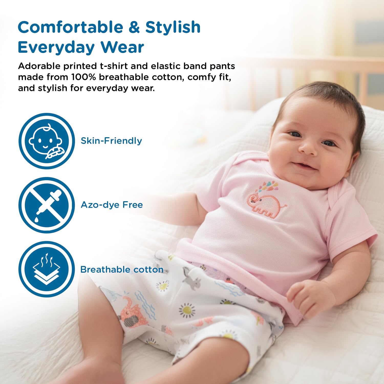 Mee Mee New Born Baby Gift Set | Soft Cotton Clothing Essentials for Infants/Baby Girls, Boys | Baby Shower Clothing Hamper| Ideal Gift for New Born Baby | 8 Pieces | (Square, Pink)