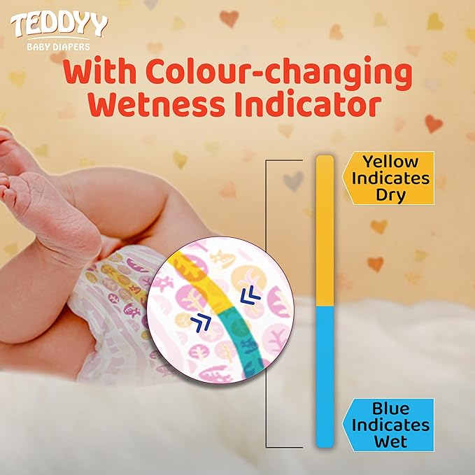 Premium Teddyy Baby Diapers Tapes Premium New Born 66 Count (Pack Of 1), 2-5 Kgs, High Absorbency, Anti - Bacterial (Up To 5 Kg)  NB66