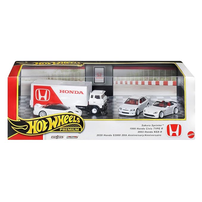 Hot Wheels® Premium Collector Display Sets, 3 1:64 Scale Cars & 1 1:64 Scale Team Transport Vehicle, Metal/Metal™ Chassis & Real Riders™ Tires