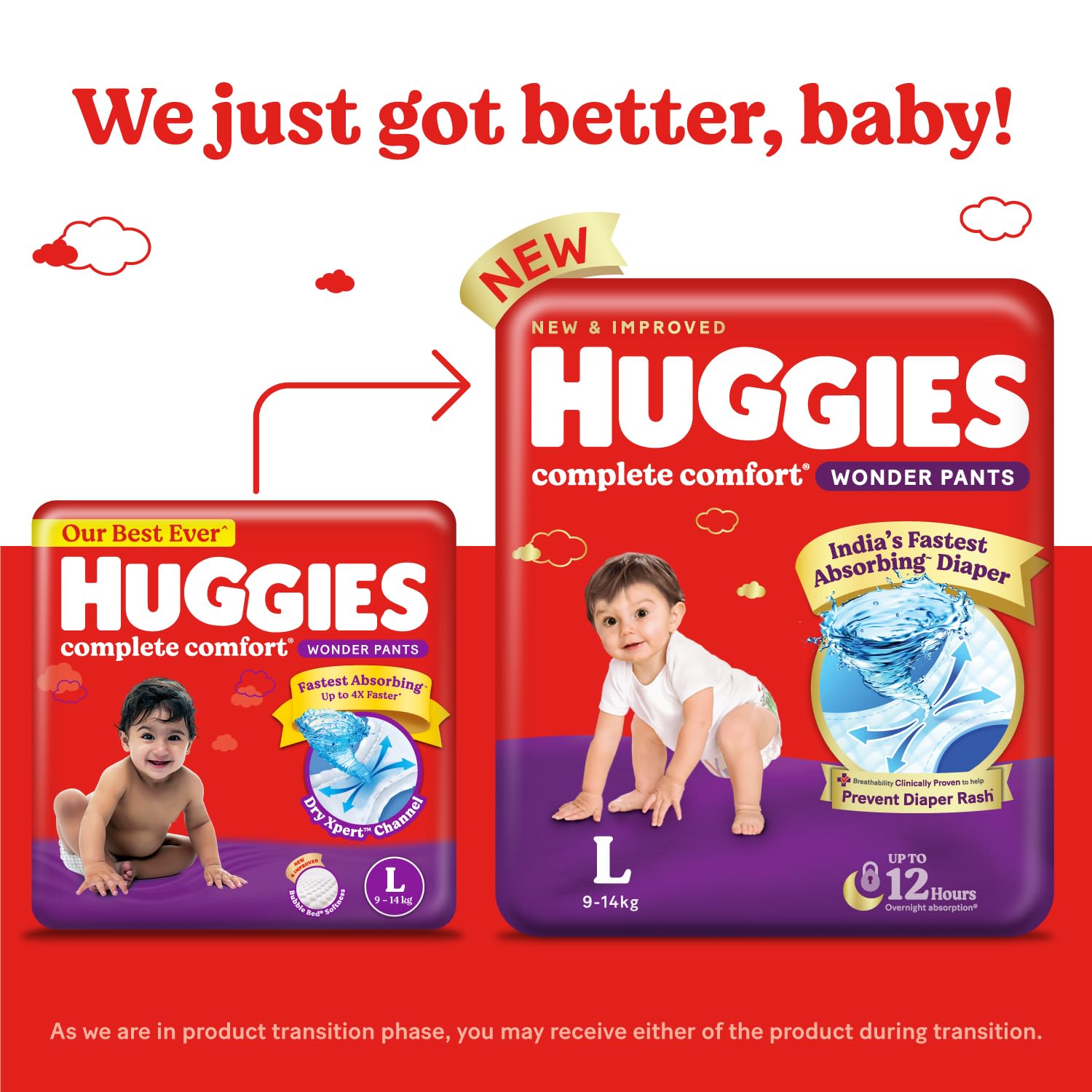 Huggies Complete Comfort Wonder Pants Large Size (L), 64 Count, Ideal For 9 To 14 Kgs