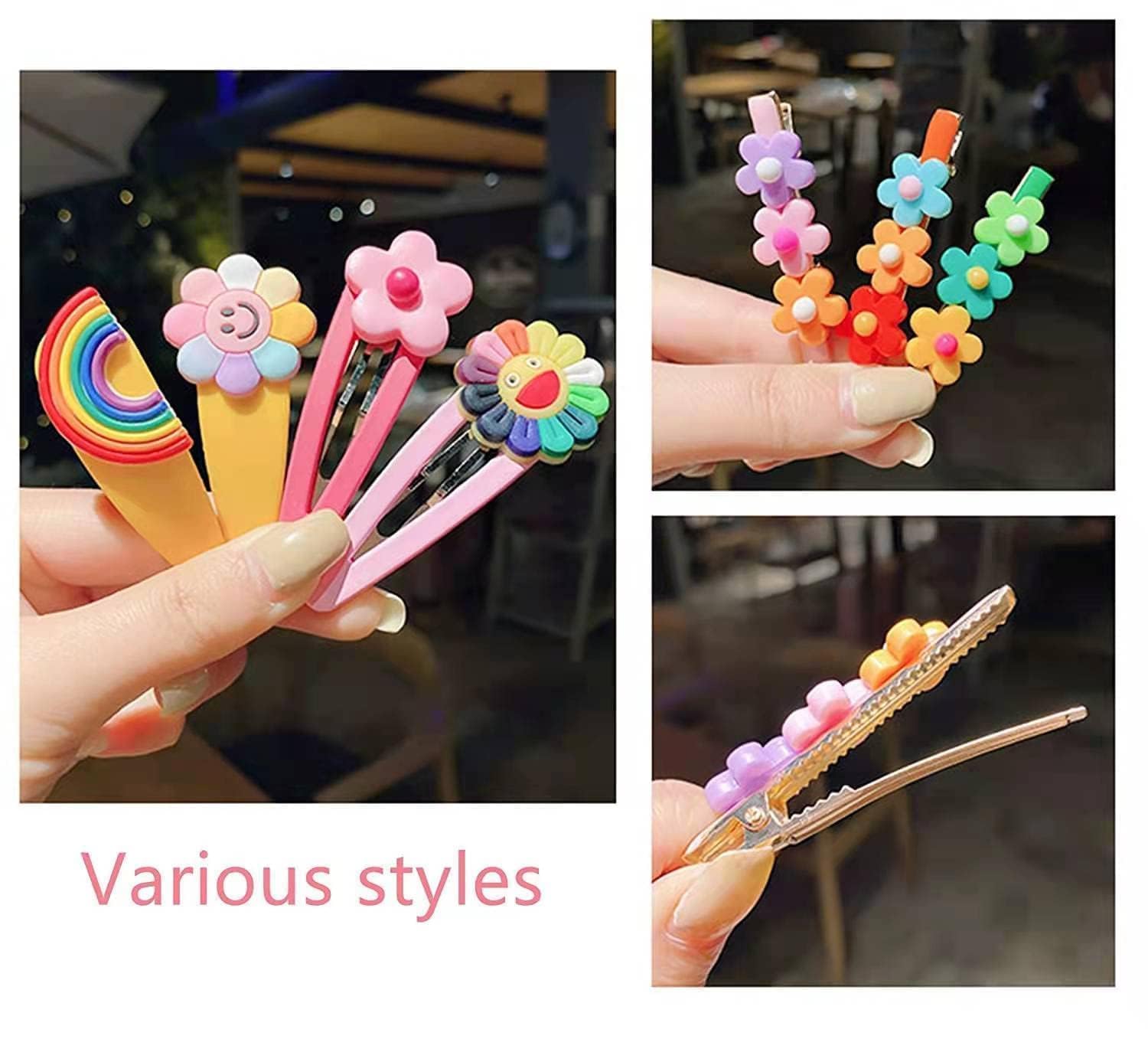 Figment Hair Clip Cute Fruit Cartoon Animal Shape Hair Pins Set for Baby Girls, Little Girl Hair Stuff Kids Accessory, Flower Candy, Fruits Rainbow, Butterflies for Hairstyles (Pink)