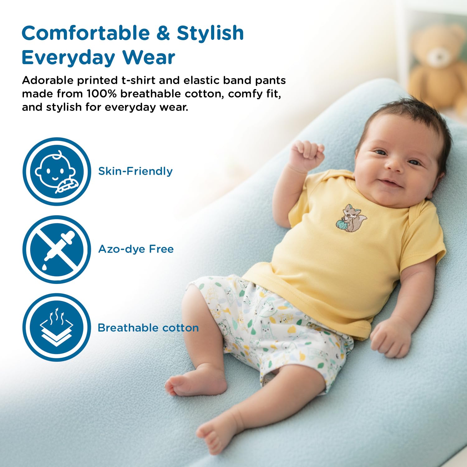 Mee Mee New Born Baby Gift Set | Soft Cotton Clothing Essentials for Infants/Baby Girls, Boys | Baby Shower Clothing Hamper| Ideal Gift for New Born Baby | 8 Pieces | (Square, Yellow)