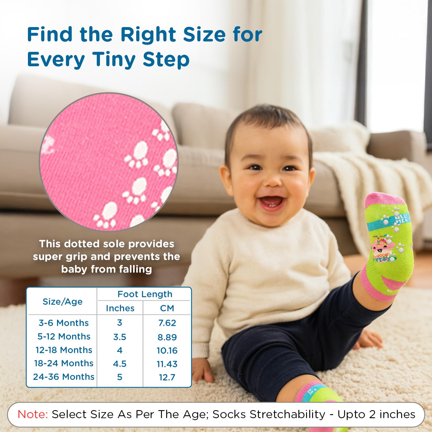 Mee Mee Cozy Feet Anti Skid Baby Socks Pack of 3