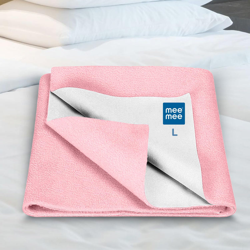 Mee Mee's Instadry Cotton Bed Protector: Ultra-Absorbent, Rapid-Dry Mattress Sheet for Newborns (Pink)