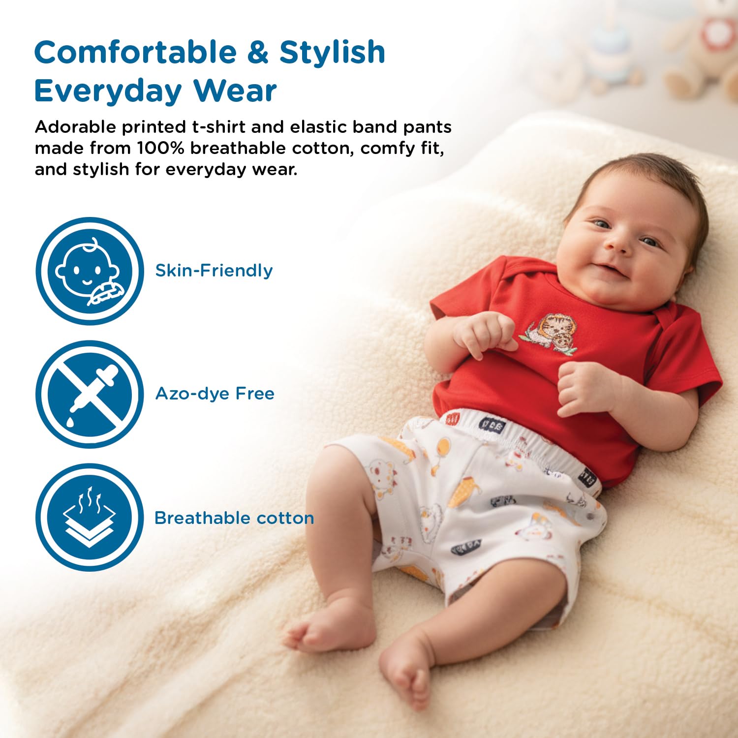 Mee Mee New Born Baby Gift Set | Soft Cotton Clothing Essentials for Infants/Baby Girls, Boys | Baby Shower Clothing Hamper (8 Pieces, Red)