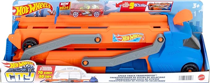 Hot Wheels 1:64 Scale Toy Car - 30" Race Track with a Starter - Holds up to 9 Cars in 1:64 Scale - Connects to Other Sets HYT83