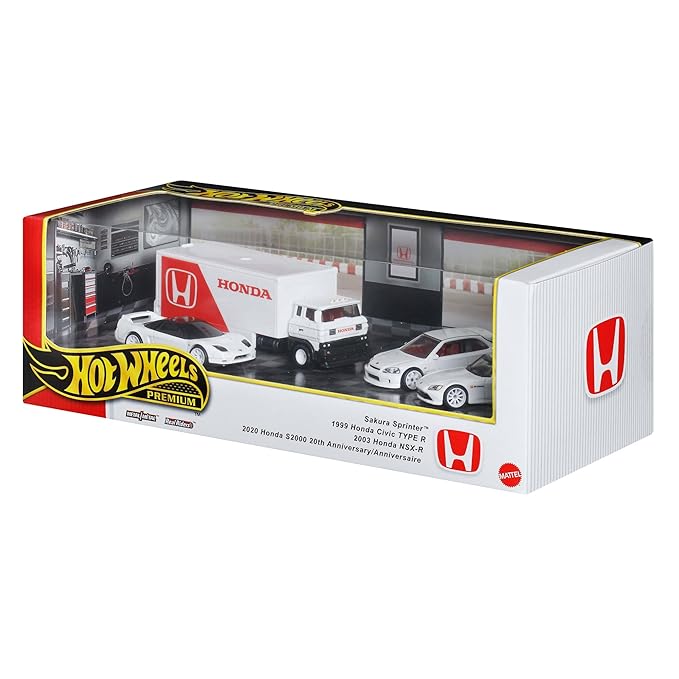 Hot Wheels® Premium Collector Display Sets, 3 1:64 Scale Cars & 1 1:64 Scale Team Transport Vehicle, Metal/Metal™ Chassis & Real Riders™ Tires