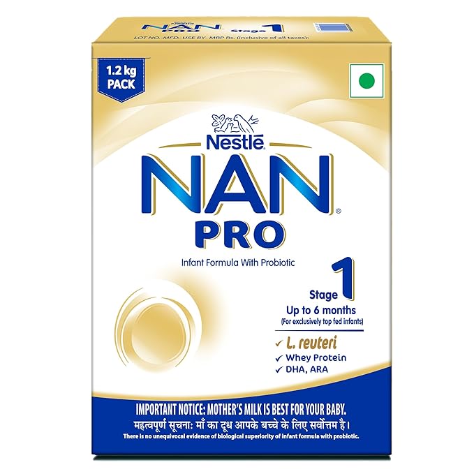 Nestlé Nan Pro Stage 1, 1.2Kg Pack, Infant Formula Milk Powder For Babies (Up To 6 Months) - With Probiotic, 3X400G Pouch In Box