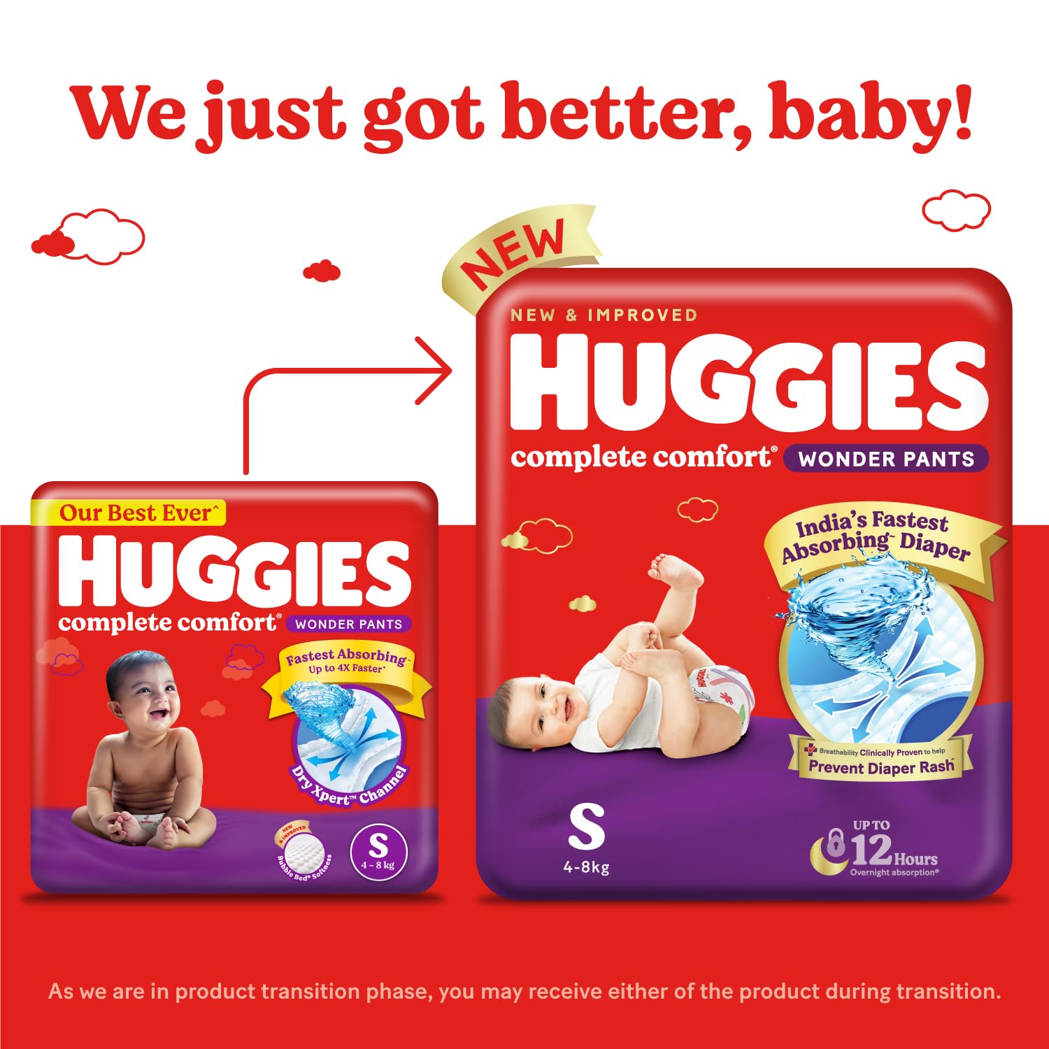 Huggies Complete Comfort Wonder Pants | Pant Style Baby Diapers Small Size (S), 52 Count, Ideal For 4 To 8 Kgs