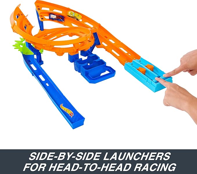 Hot Wheels Circuit looping of the extreme, Box Circuit 2 Cars in scale 1/64, Easy to Store, HTK17