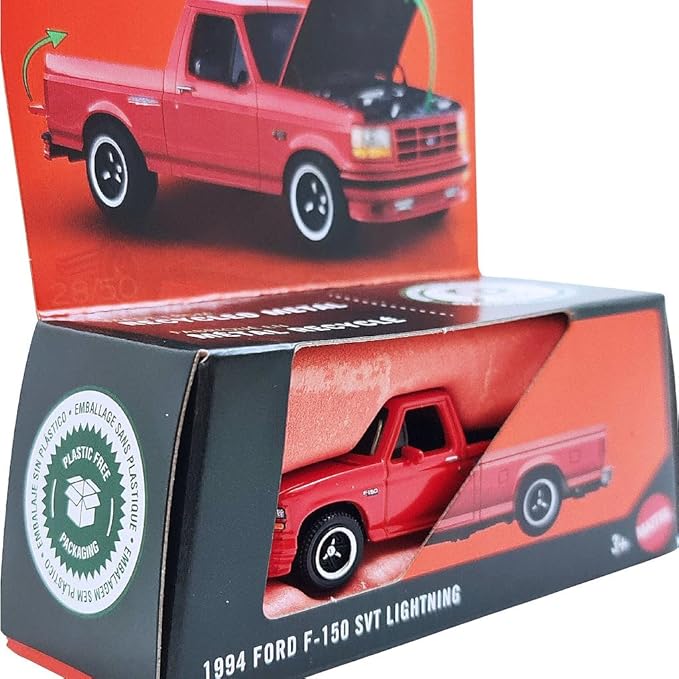 Hot Wheels Match Box Moving Parts 1994 Ford F-150 SVT Lightning for 3 Years & Above (Red)