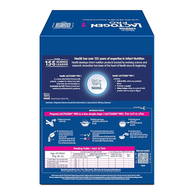Lactogen Pro 1 Powder, 1.2Kg Pack, 0-6 Months, Infant Formula With Probiotic And Prebiotics