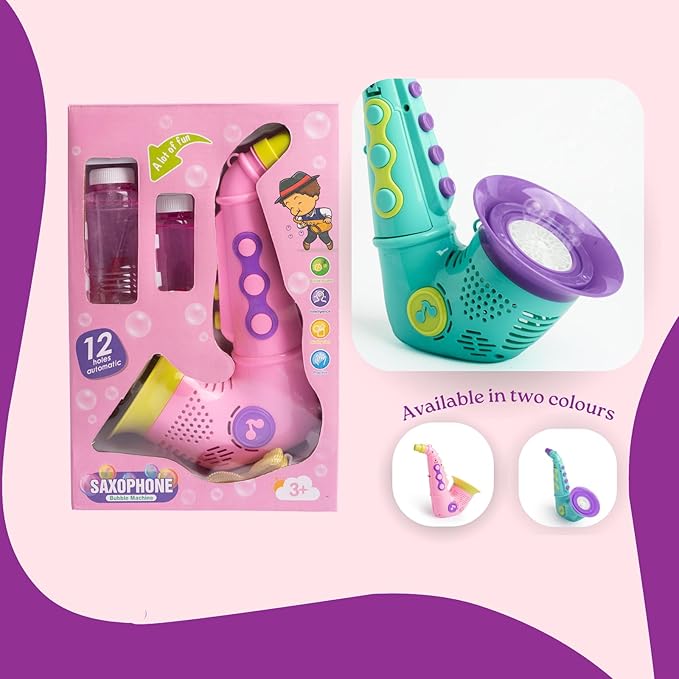 Bubble Maker Machine with LED Light and Bubble Solution | Automatic Bubble Gun Produces 5000+ Bubbles Per Minute | Fun Outdoor Bubble Toy for Kids, Parties, Birthdays & Events | Blue