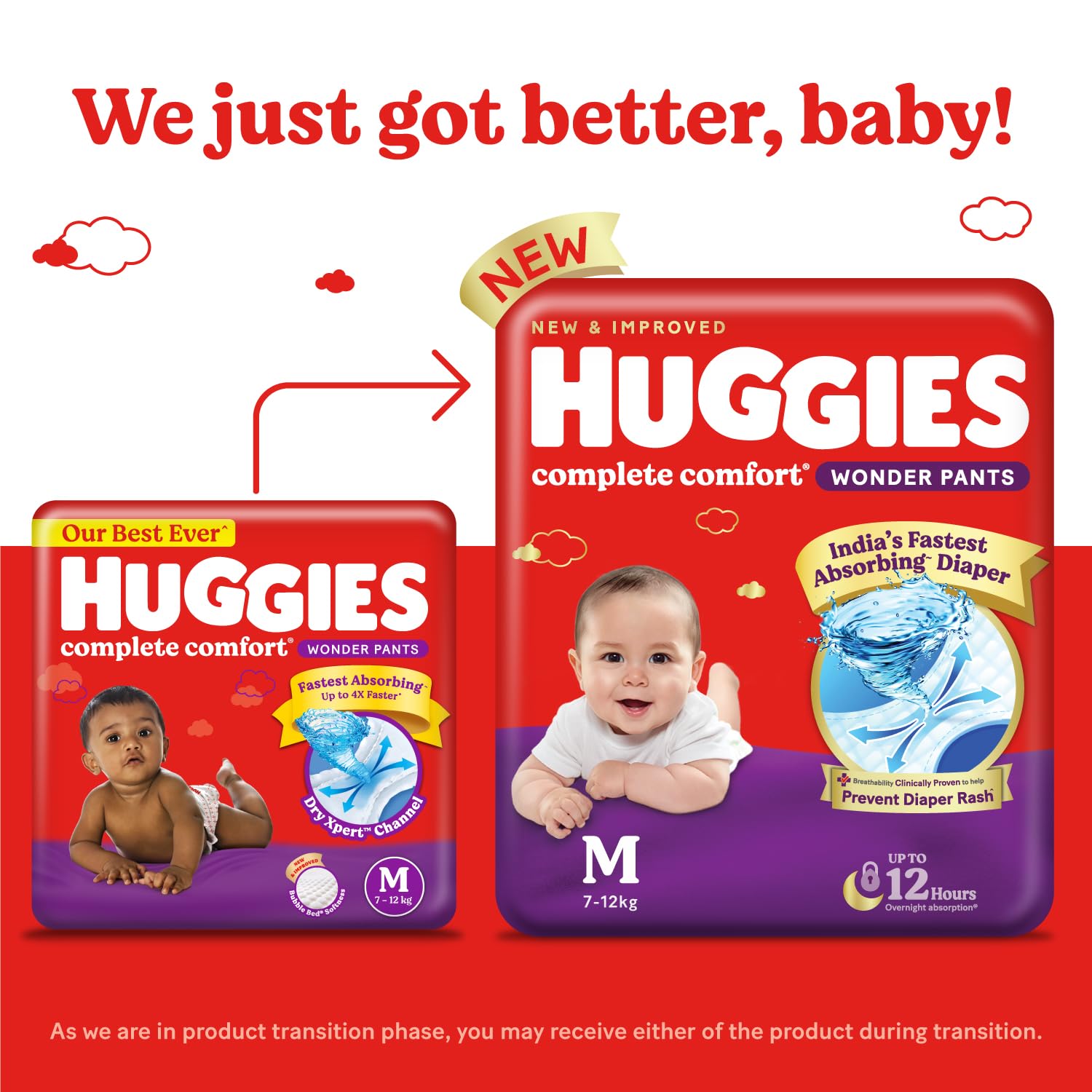 Huggies Complete Comfort Wonder Pants | Pant Style Baby Diapers Medium Size (M), 42 Count, Ideal For 7 To 12 Kgs