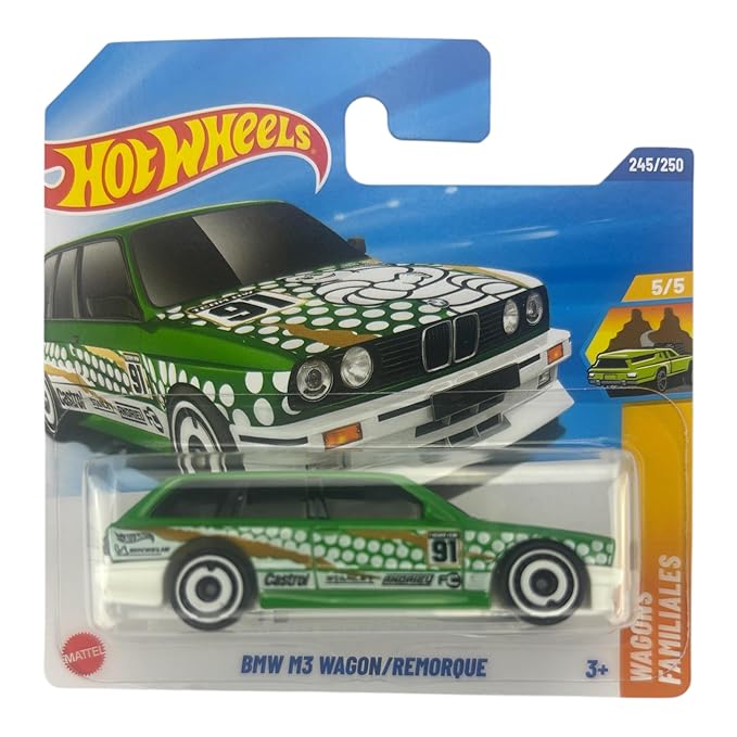 Hot Wheels - BMW M3 Wagon - HW Wagons 5/5 - JBB48 - Short Card - Stanley - Castrol - Michelin - Green - Mattel 2025 - Licensed BMW Model - 1:64