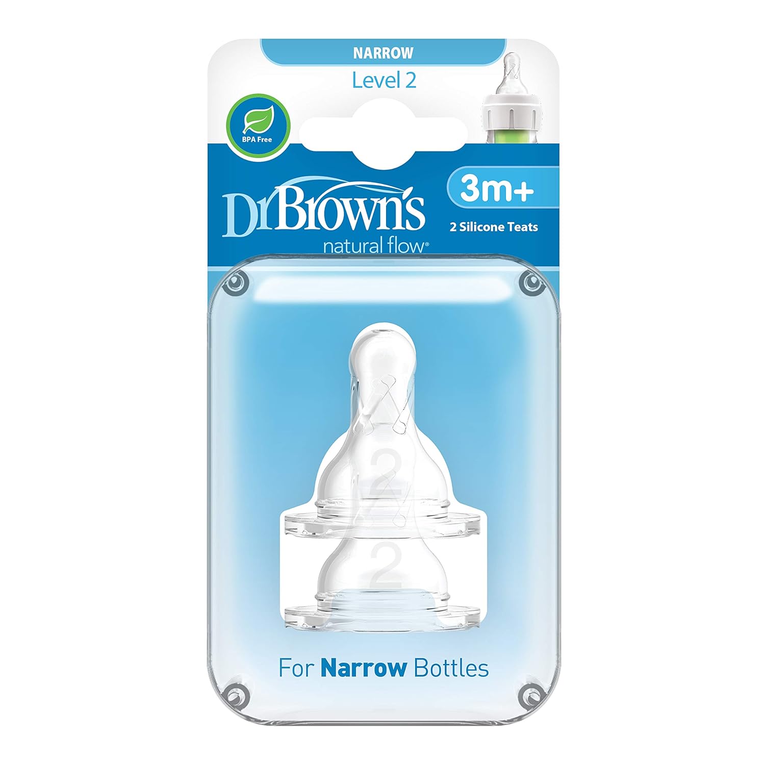 Dr. Brown's Natural Flow Level 1 Narrow Nipple - Set of 2 (0M+)