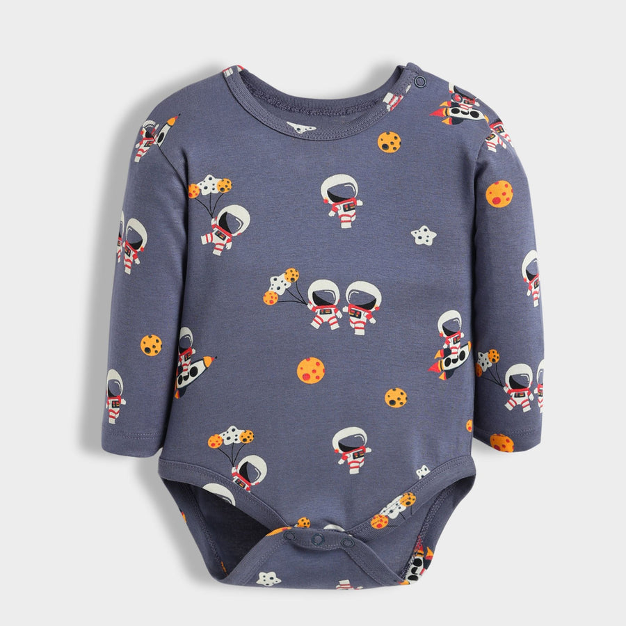 Multicolour Space Explorer Print Cotton Full Sleeves Bodysuit