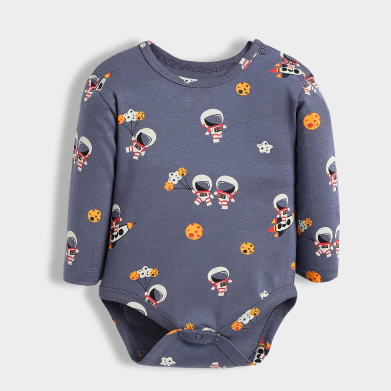 Multicolour Space Explorer Print Cotton Full Sleeves Bodysuit
