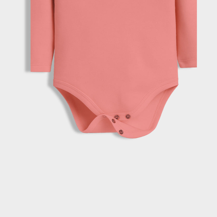 Orange Solid Cotton Full Sleeves Bodysuit