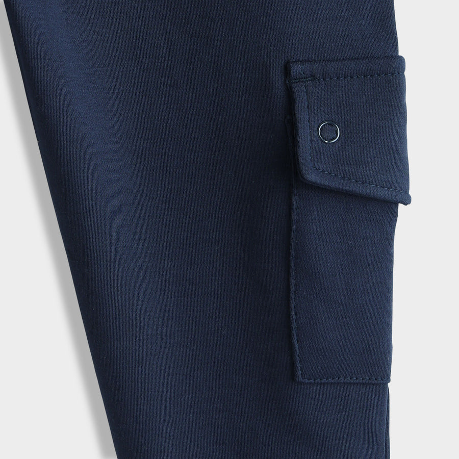 Royal Blue Solid Cotton Interlock Joggers