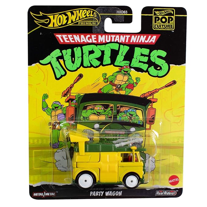 Hot Wheels TMNT Party Wagon, 1:64 Scale Die-Cast Replica from Popular Movie, TV Show or Video Game (Styles May Vary)