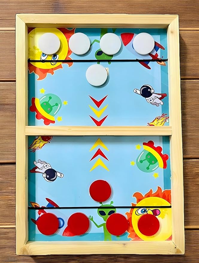 Fastest Finger First Wooden Hockey Sling Puck Board Game for Kids & Adults Perfect Game for Family Fun Night Test Your Speed and Accuracy