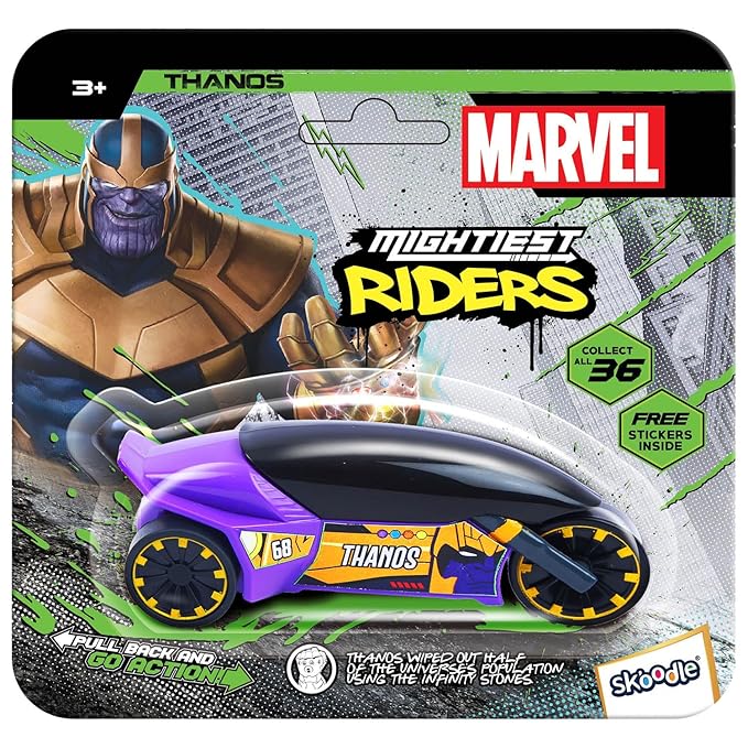 Thanos Motorcycles, Marvel Inspired Toy Bikes with Sturdy and Long-Lasting Construction, Enhances Motor Skills and Fun Vehicle Toy for Gift - Purple