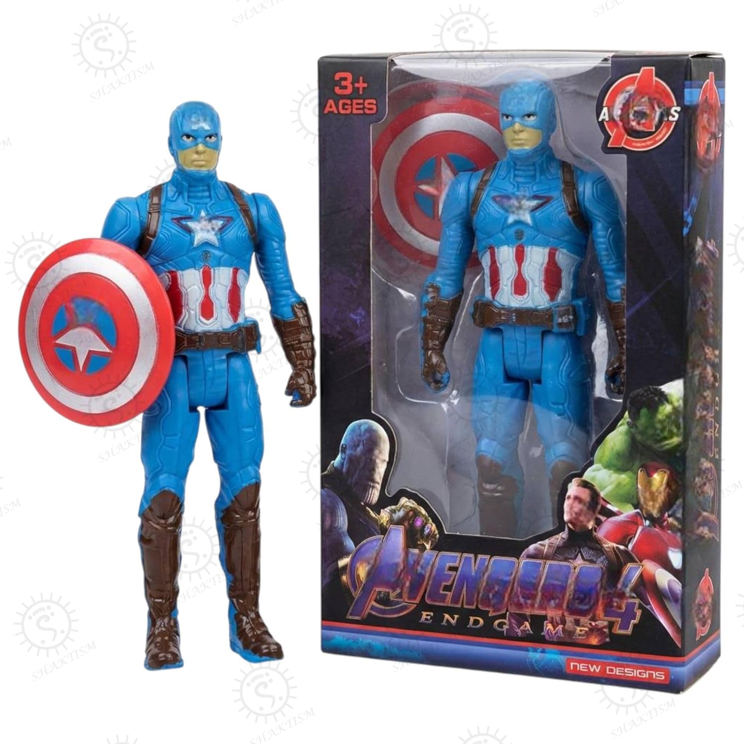 Super Hero Action Figure Toy Set with Light, 1-Piece Comic Hero Figurines, Durable Plastic Figures, Movable Parts, Collectible Toys for Boys & Girls (Captain)