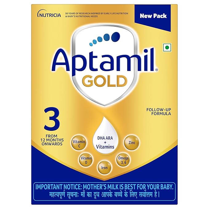 Aptamil Gold Follow Up Infant Formula Milk Powder For Babies - Stage 3 ( 12 Month Onwards ) - 400Gm - Bib Pack