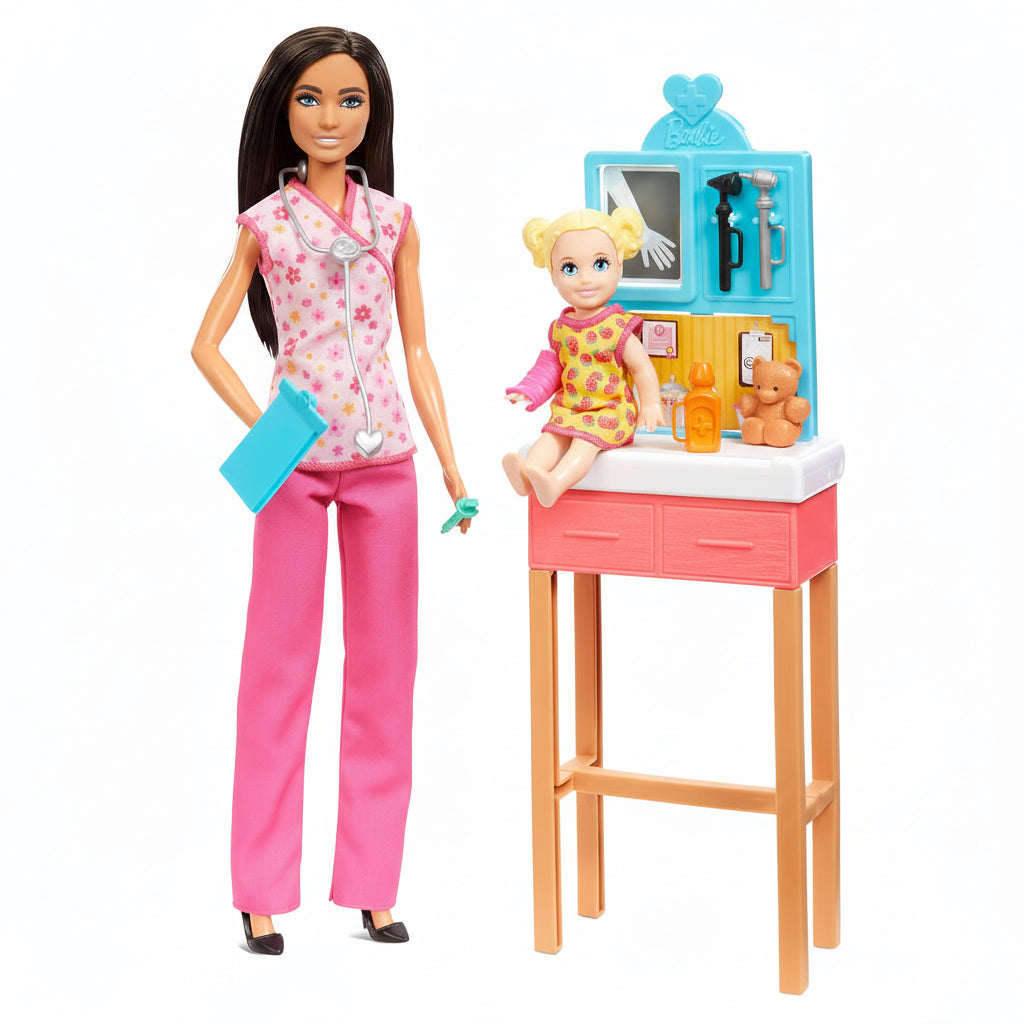 Barbie Pediatrician Doll and Doctor Playset with Accessories, Pink Scrubs, Toys