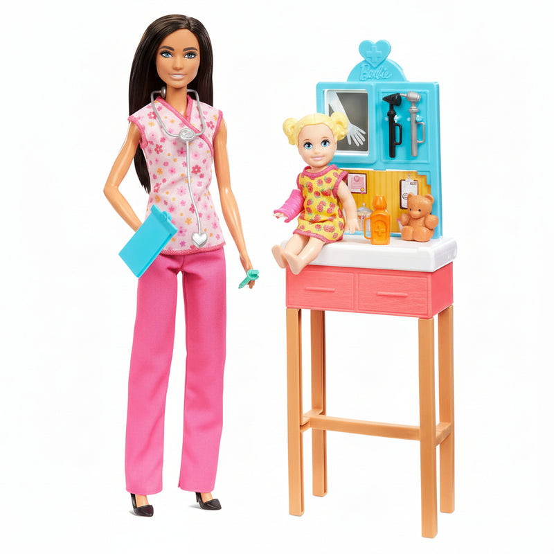 Barbie Pediatrician Doll and Doctor Playset with Accessories, Pink Scrubs, Toys